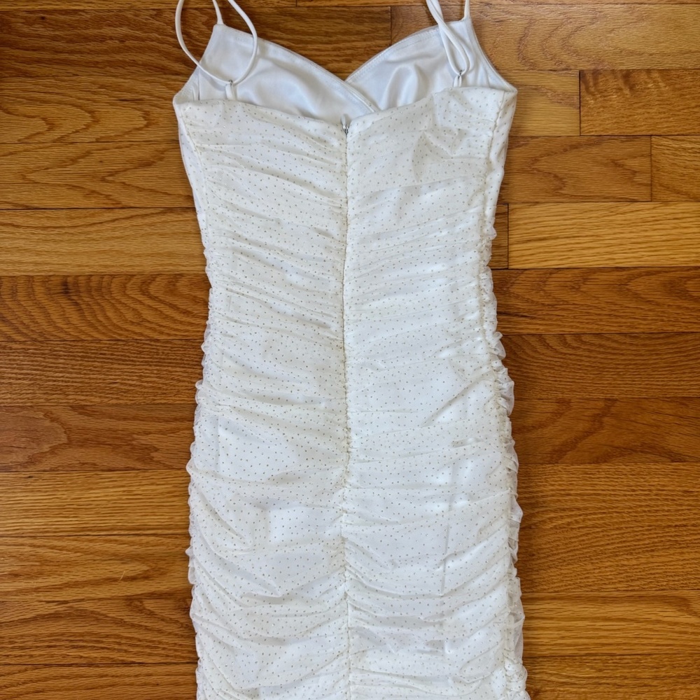 Lucy in the Sky white and gold polka dotted mini dress size xs/s - Picture 5 of 6
